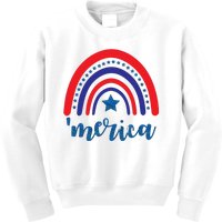 Merica Rainbow Patriotic 4th Of July Kids Sweatshirt