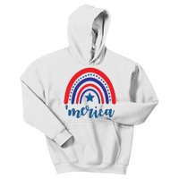 Merica Rainbow Patriotic 4th Of July Kids Hoodie