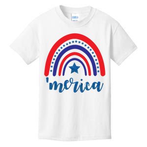 Merica Rainbow Patriotic 4th Of July Kids T-Shirt