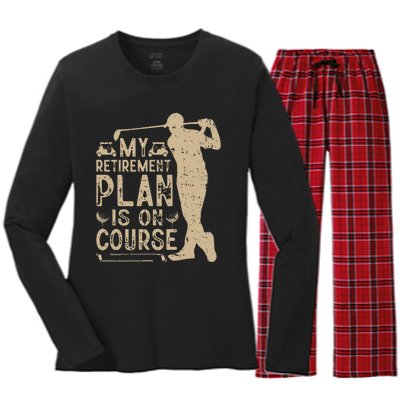 My Retirement Plan Is On Course Women's Long Sleeve Flannel Pajama Set 