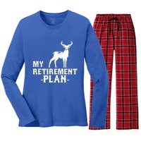 My Retiret Plan Deer Hunting Funny Gift Women's Long Sleeve Flannel Pajama Set 