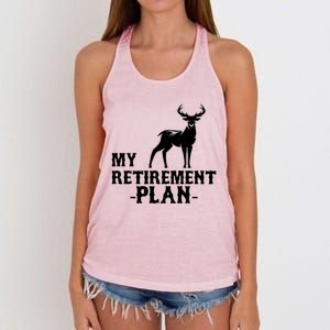 My Retiret Plan Deer Hunting Funny Gift Women's Knotted Racerback Tank