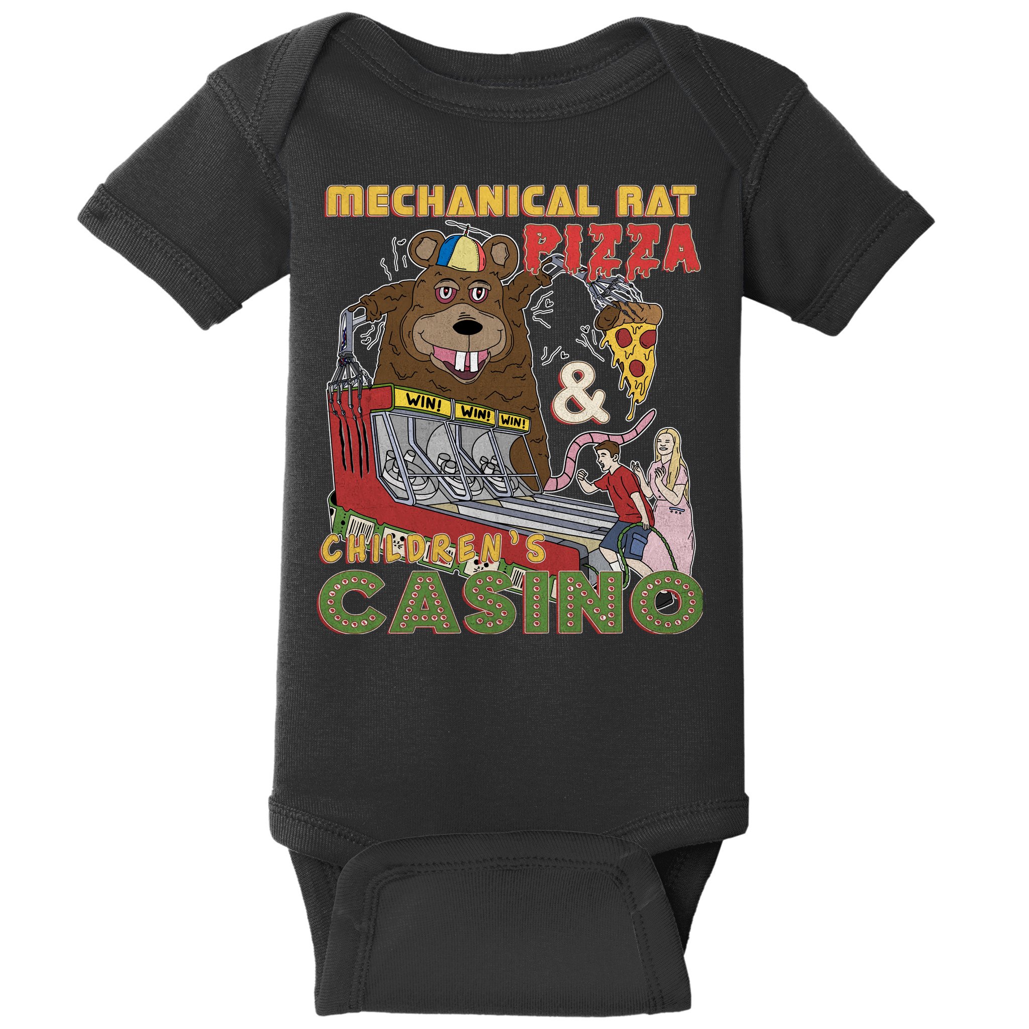 Mechanical Rat Pizza & Child Casino Baby Bodysuit