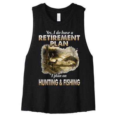 My Retirement Plan Hunting Fishing Hunters Grandpa Fun Gift Women's Racerback Cropped Tank