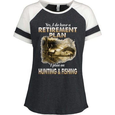 My Retirement Plan Hunting Fishing Hunters Grandpa Fun Gift Enza Ladies Jersey Colorblock Tee