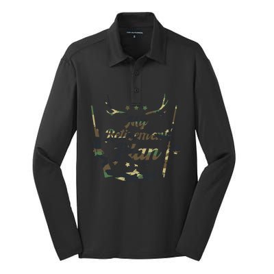 My Retiret Plan Funny Fishing And Hunting Pensioner Gift Silk Touch Performance Long Sleeve Polo