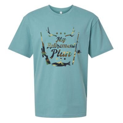 My Retiret Plan Funny Fishing And Hunting Pensioner Gift Sueded Cloud Jersey T-Shirt