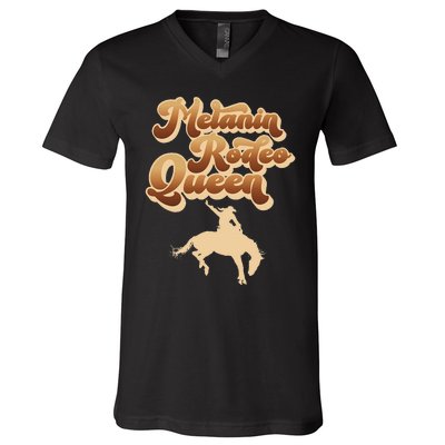 Melanin Rodeo Queen African American Southern V-Neck T-Shirt