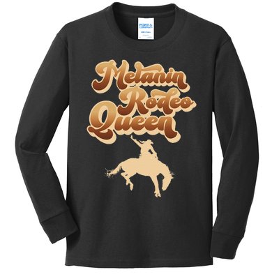 Melanin Rodeo Queen African American Southern Kids Long Sleeve Shirt