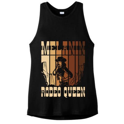 Melanin Rodeo Queen Countrygirl African American Cowgirl Ladies PosiCharge Tri-Blend Wicking Tank