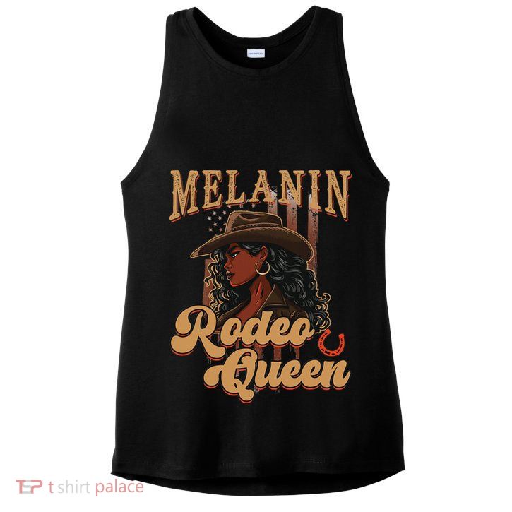 Melanin Rodeo Queen Afro Cowgirl Black History African Woman Ladies PosiCharge Tri-Blend Wicking Tank