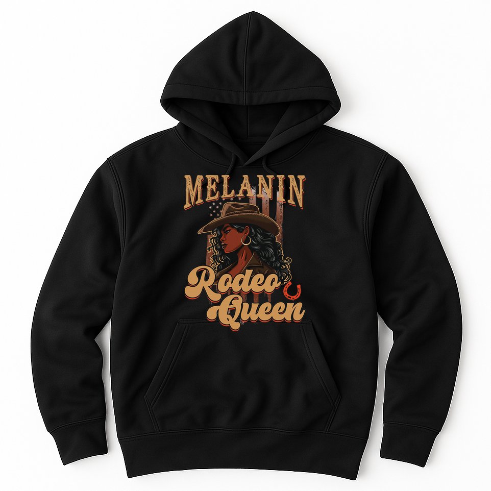 Melanin Rodeo Queen Afro Cowgirl Black History African Woman Hoodie