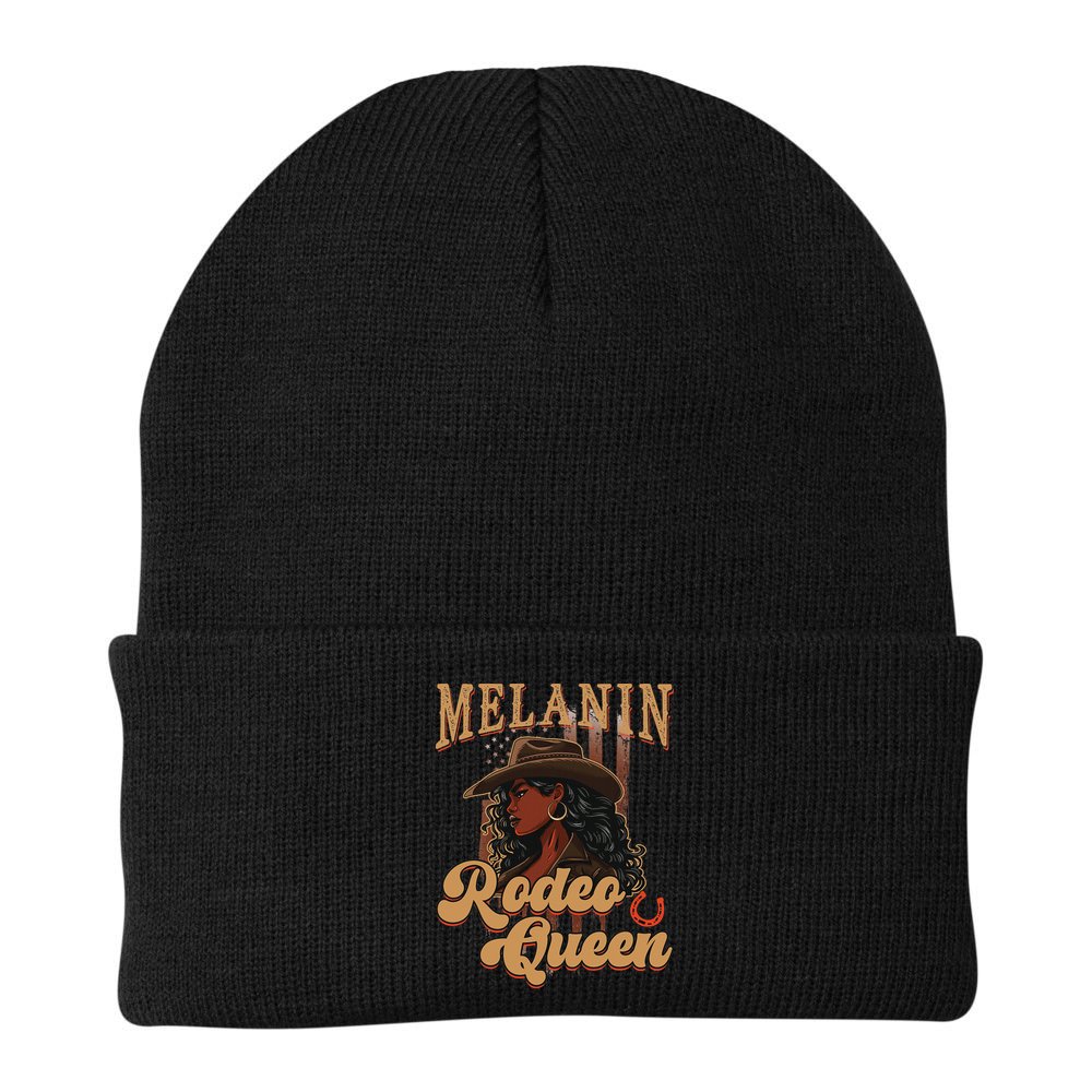 Melanin Rodeo Queen Afro Cowgirl Black History African Woman Beanie