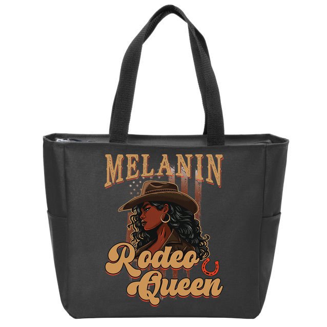 Melanin Rodeo Queen Afro Cowgirl Black History African Woman Zip Tote Bag