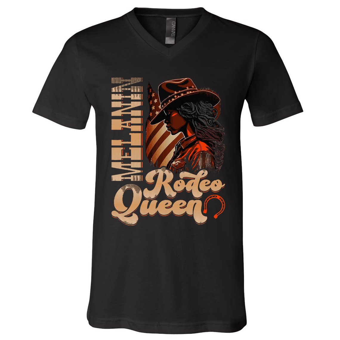 Melanin Rodeo Queen Countrygirl Africanamerican Cowgirl V-Neck T-Shirt