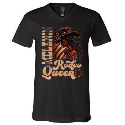 Melanin Rodeo Queen Countrygirl Africanamerican Cowgirl V-Neck T-Shirt