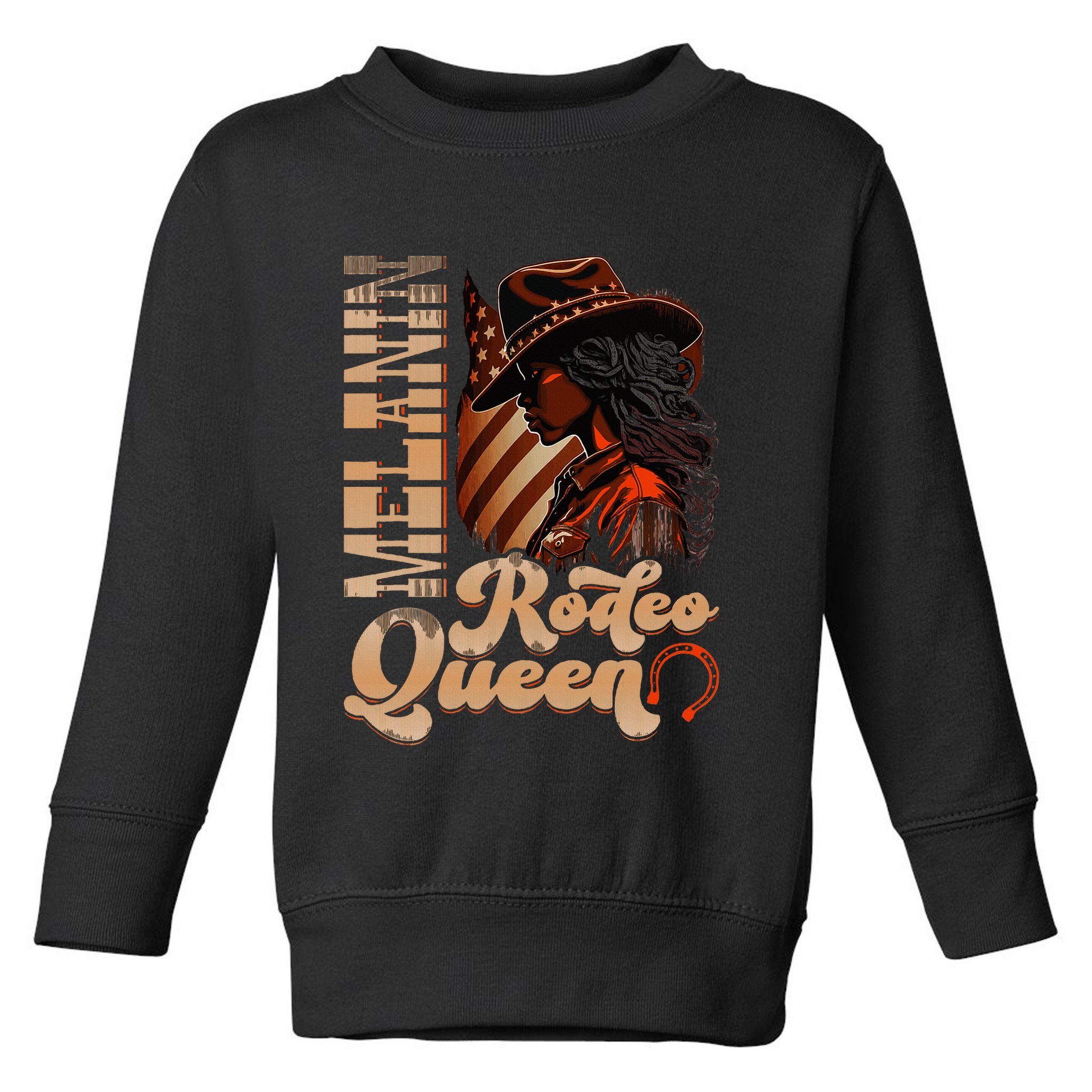 Melanin Rodeo Queen Countrygirl Africanamerican Cowgirl Toddler Sweatshirt