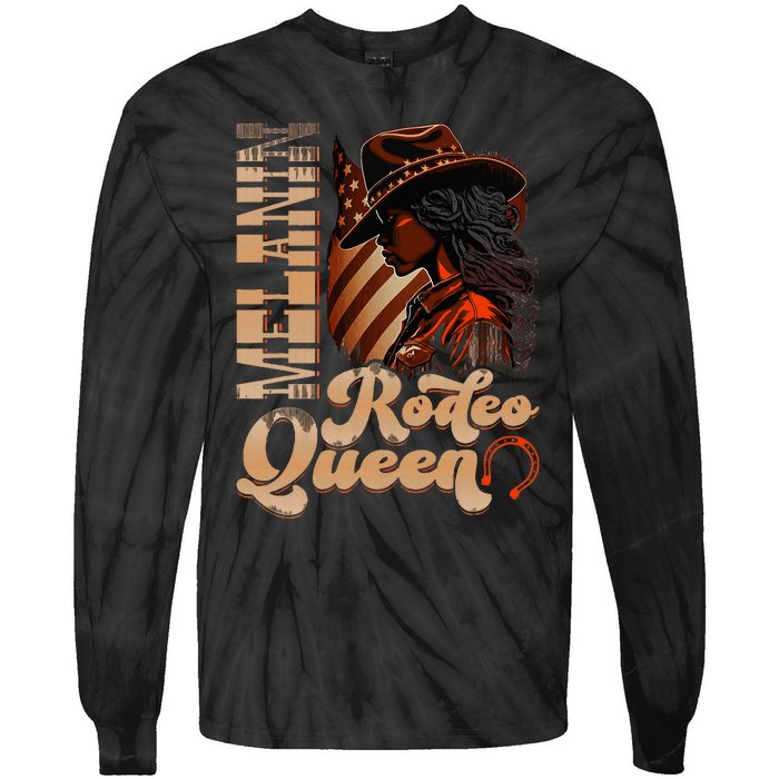 Melanin Rodeo Queen Countrygirl Africanamerican Cowgirl Tie-Dye Long Sleeve Shirt