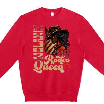 Melanin Rodeo Queen Countrygirl Africanamerican Cowgirl Premium Crewneck Sweatshirt