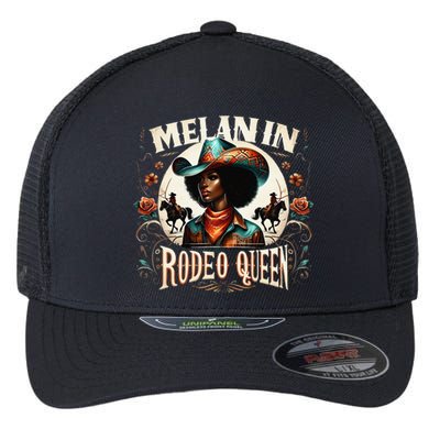 Melanin Rodeo Queen Africanamerican Melanin Cowgirl Flexfit Unipanel Trucker Cap