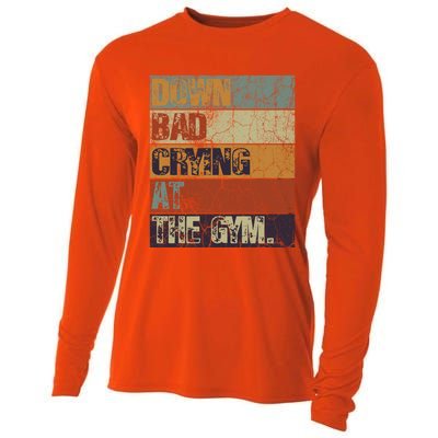 Motivation Retro Quote Saying Down Bad Crying At The Gym Cute Gift Cooling Performance Long Sleeve Crew