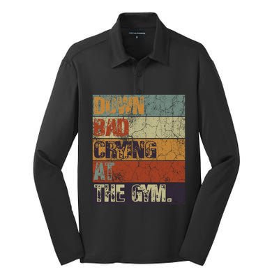 Motivation Retro Quote Saying Down Bad Crying At The Gym Cute Gift Silk Touch Performance Long Sleeve Polo