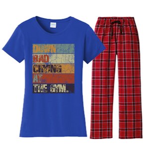 Motivation Retro Quote Saying Down Bad Crying At The Gym Cute Gift Women's Flannel Pajama Set