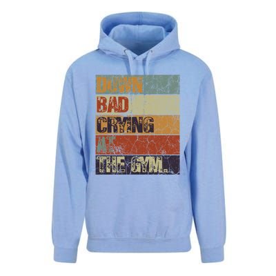 Motivation Retro Quote Saying Down Bad Crying At The Gym Cute Gift Unisex Surf Hoodie