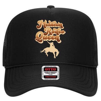 Melanin Rodeo Queen African American Southern Cowgirl High Crown Mesh Back Trucker Hat