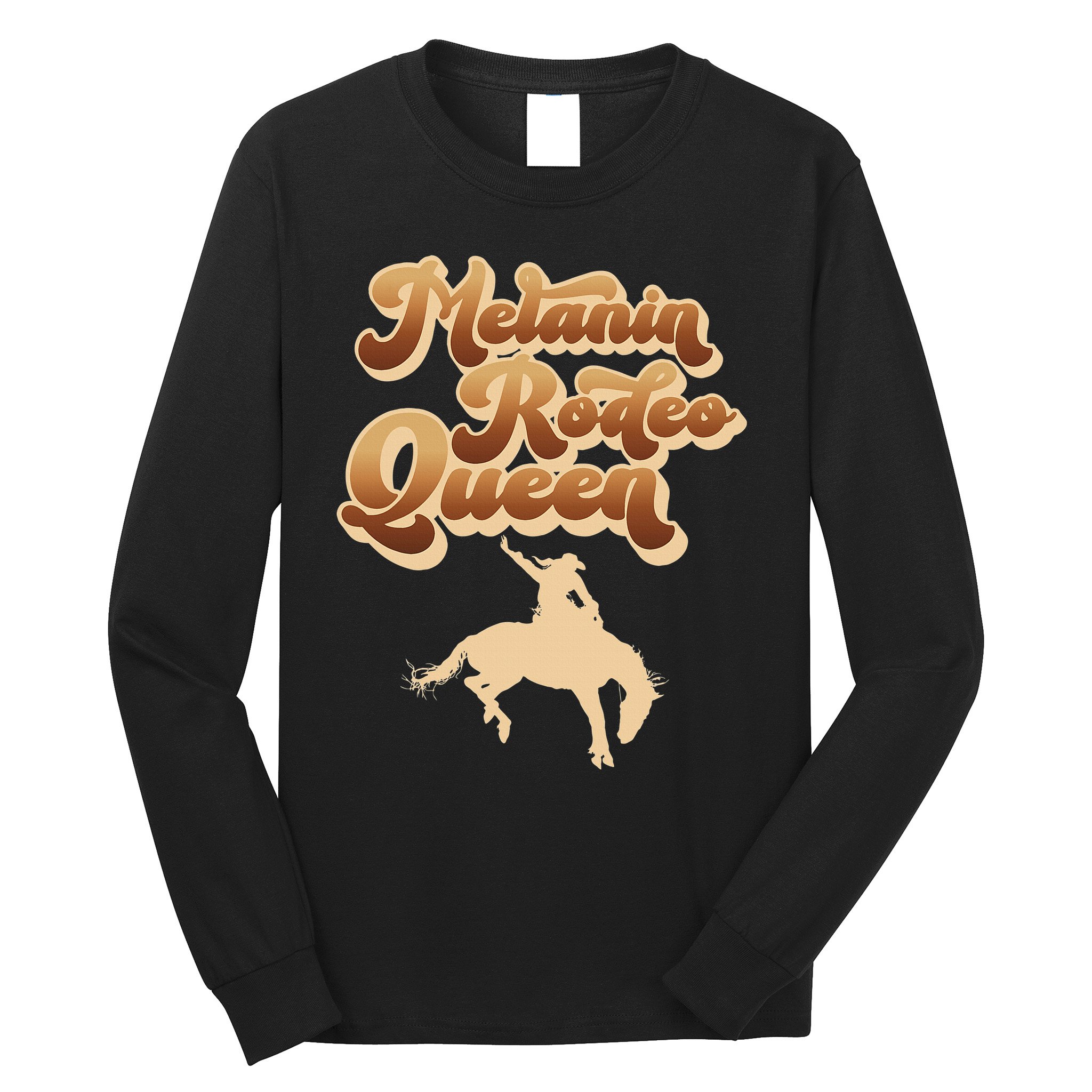 Melanin Rodeo Queen African American Southern Cowgirl Long Sleeve Shirt