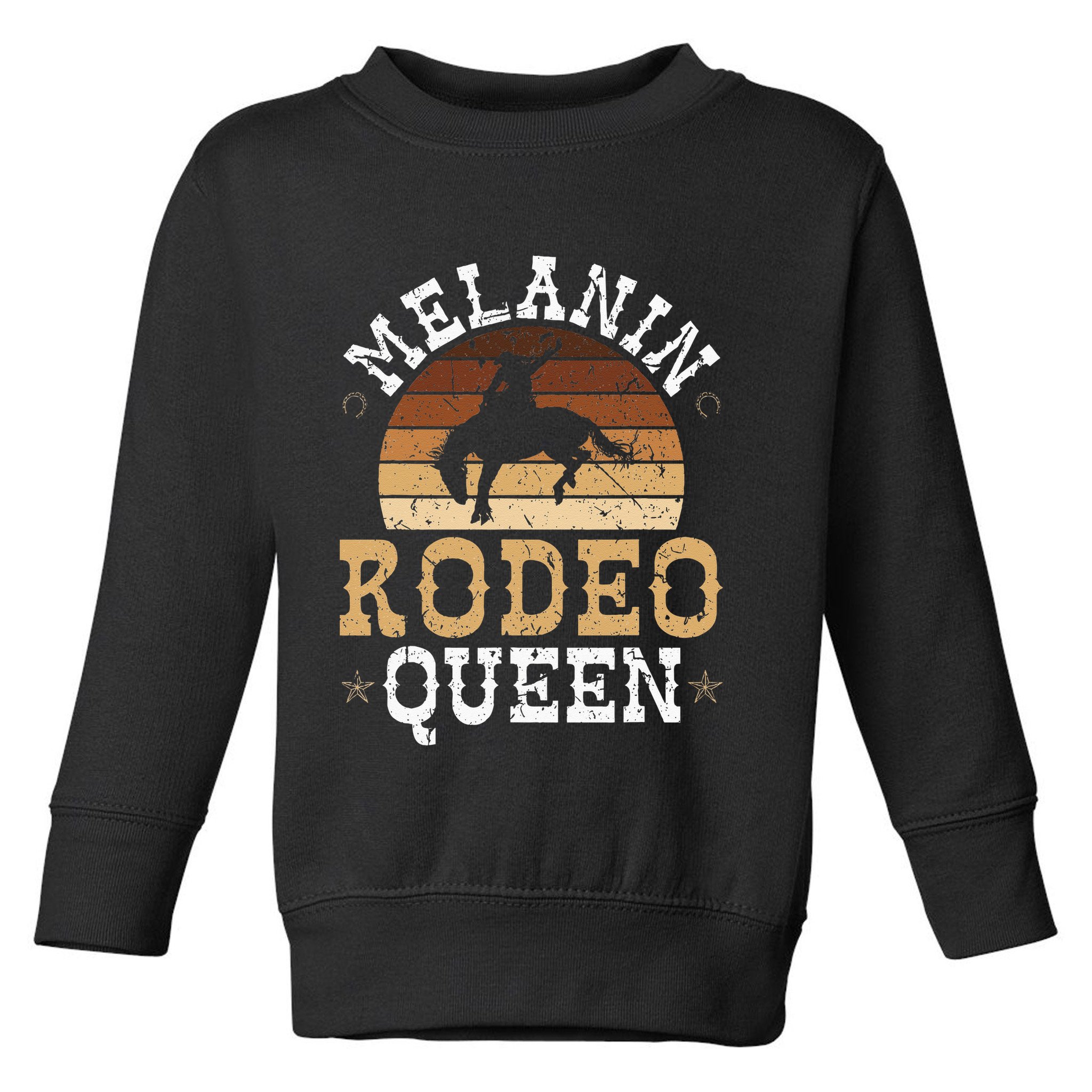Melanin Rodeo Queen Bronc Riding African American Cowgirl Toddler Sweatshirt