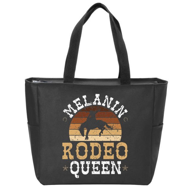 Melanin Rodeo Queen Bronc Riding African American Cowgirl Zip Tote Bag