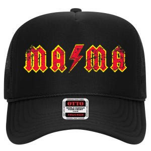 Mama Rocks Rock And Roll MotherS Day New Moms High Crown Mesh Back Trucker Hat