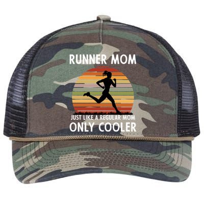 Mom Running Runner Mom Just Like A Regular Mom Marathon Moms Gift Retro Rope Trucker Hat Cap