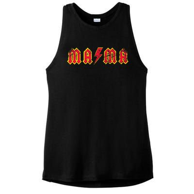 Mama Rocks Rock And Roll Mothers Day Ladies PosiCharge Tri-Blend Wicking Tank