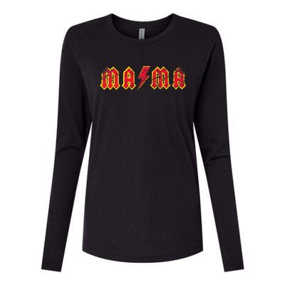 Mama Rocks Rock And Roll Mothers Day Womens Cotton Relaxed Long Sleeve T-Shirt