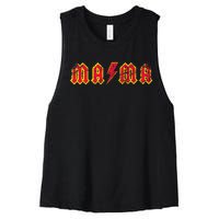 Mama Rocks Rock And Roll Mothers Day Women's Racerback Cropped Tank