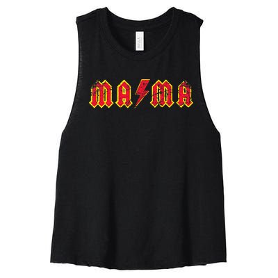 Mama Rocks Rock And Roll Mothers Day Women's Racerback Cropped Tank