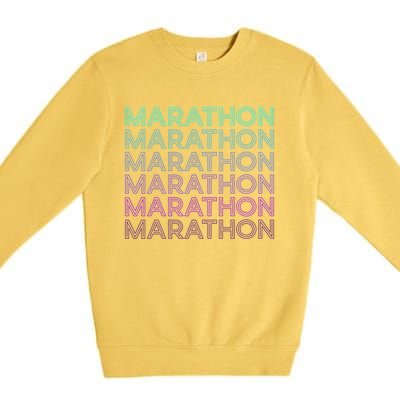 Marathon Runner Running Retro Gift Premium Crewneck Sweatshirt