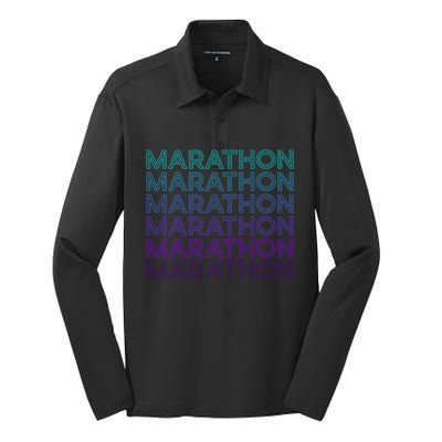 Marathon Runner Running Retro Gift Silk Touch Performance Long Sleeve Polo