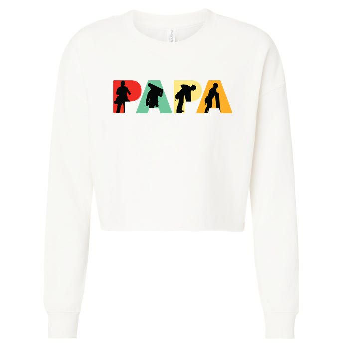 Men Retro Roofer Dad T Funny Papa Roofer Cropped Pullover Crew