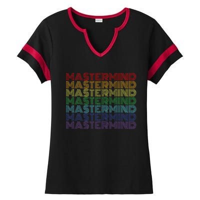 Mastermind Retro Rainbow Gift For Music Fan Ladies Halftime Notch Neck Tee