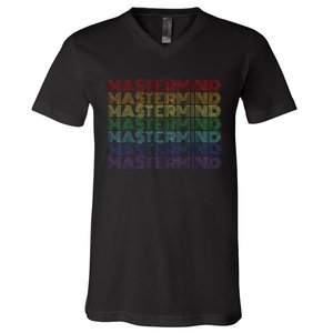 Mastermind Retro Rainbow Gift For Music Fan V-Neck T-Shirt