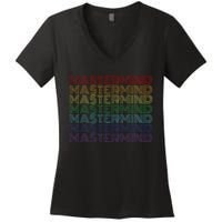 Mastermind Retro Rainbow Gift For Music Fan Women's V-Neck T-Shirt