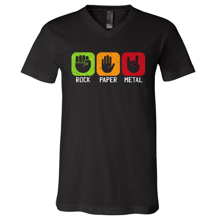 Music Rock Rock Paper Metal Heavy Metal V-Neck T-Shirt