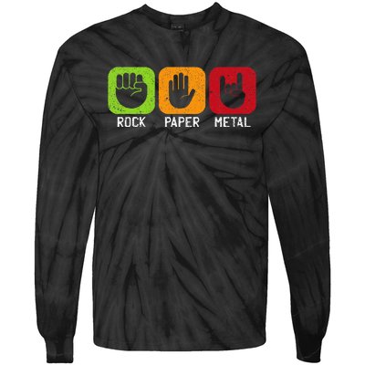 Music Rock Rock Paper Metal Heavy Metal Tie-Dye Long Sleeve Shirt