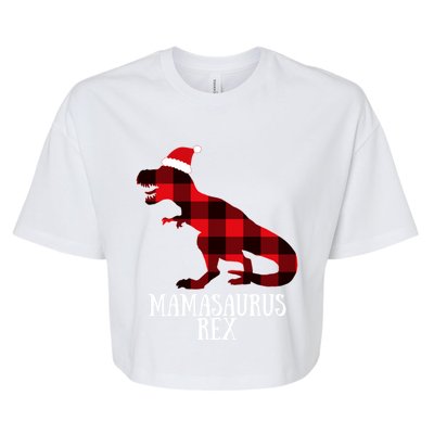 Mamasaurus Rex Red Check Trex Christmas Merch Great Gift Bella+Canvas Jersey Crop Tee