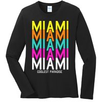 Miami Retro Repeat Ladies Long Sleeve Shirt
