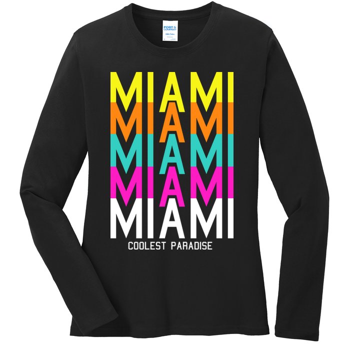Miami Retro Repeat Ladies Long Sleeve Shirt