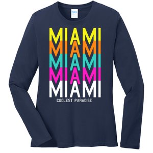 Miami Retro Repeat Ladies Long Sleeve Shirt